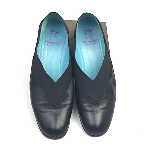 Thierry Rabotin Black soft leather size 42 elastic trim comfort office w… - Picture 5 of 16
